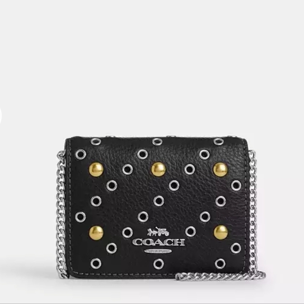 Coach Mini Wallet On A Chain With Rivets NWT